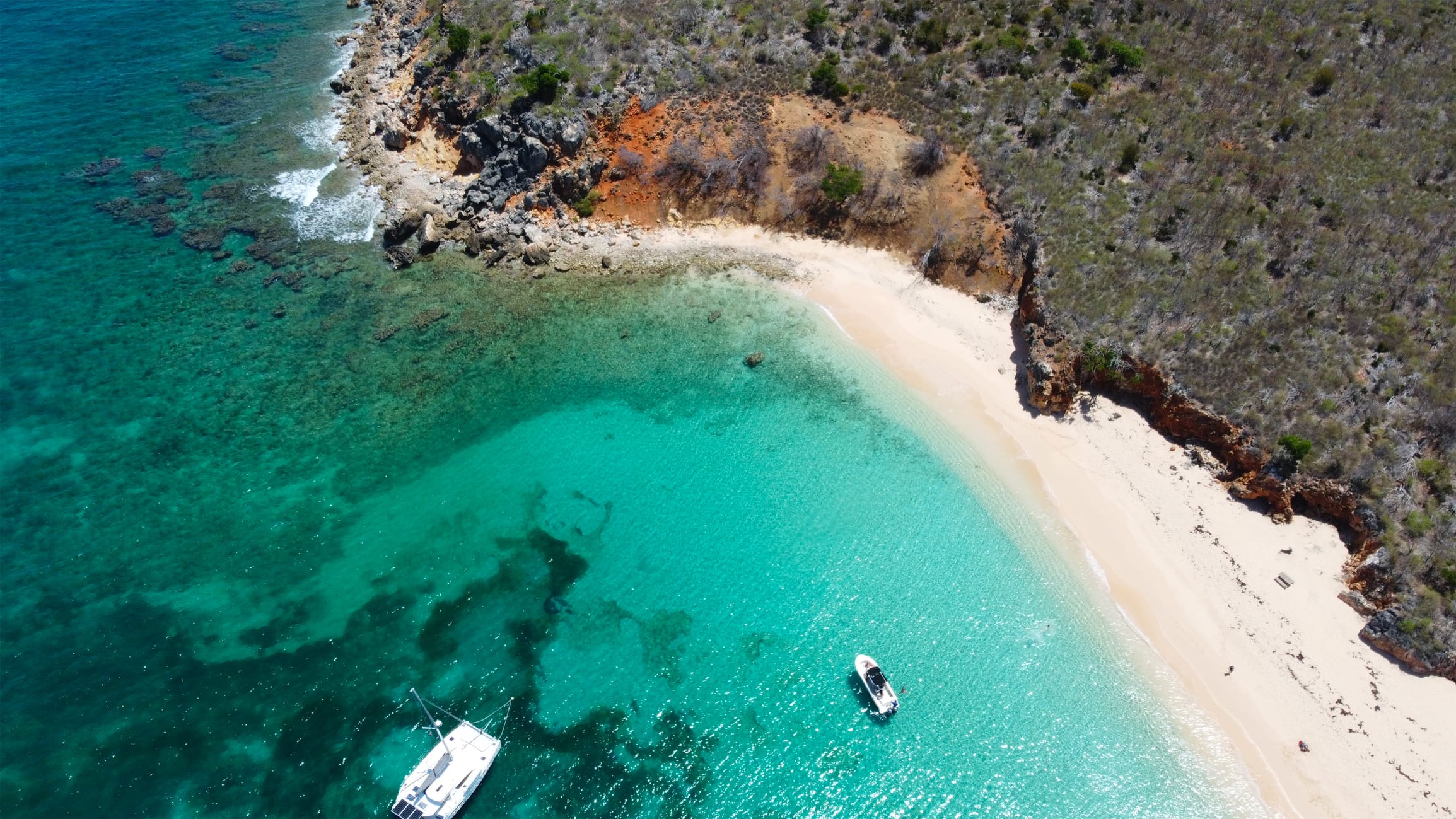 Aerial view of Tintamarre Island, Saint Martin.